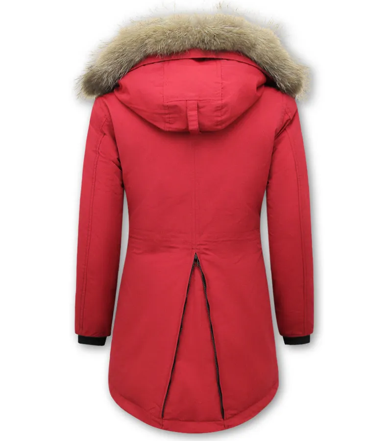 MUJER PARKA CAPUCHA PELO  7602  ROJO
